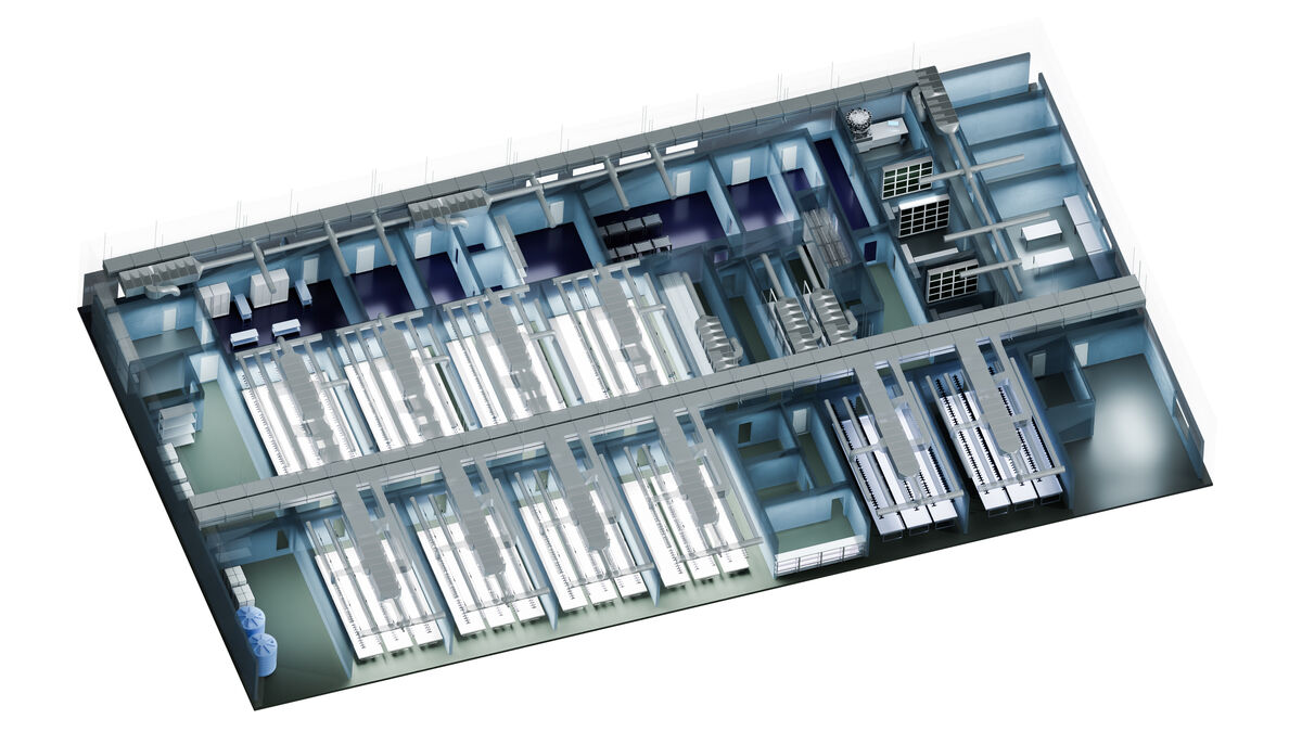 Anlagenmodell aus der Planung — Indoor Growing Compartment im Schnitt