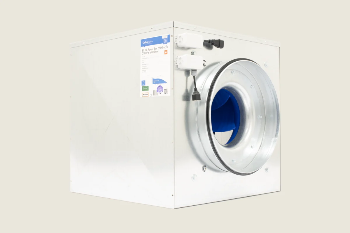 PowerBox 5500 m³/h — gedämmtes Ventilatorgehäuse mit Anschlussstutzen